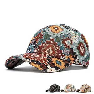 Ethno-Stil Jacquard-Baseballkappe mit bunten geometrischen Mustern als Sonnenschutz