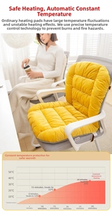 Thickened heated seat cushion showing heating curve and temperature rise performance