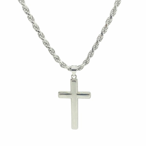 925 Sterling Silver Cross Pendant Necklace Polished Retro Hip Hop Jewelry For Men Women Versatile Minimalist Style