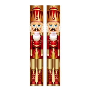 Nutcracker soldier Christmas door banner set in festive red and gold fabric