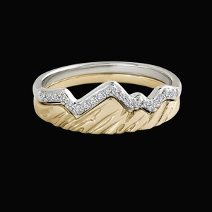 Mountain peaks design stackable rings with sparkling stones in gold and silver finish