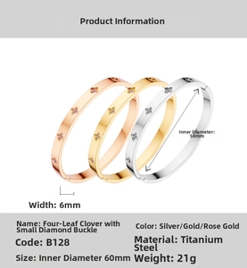 Detailed view of 6mm clover bracelets in gold, silver, and rose gold with crystal accents