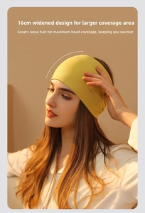 Macro shot of 16cm wide yellow knitted maternity headband for full hair coverage