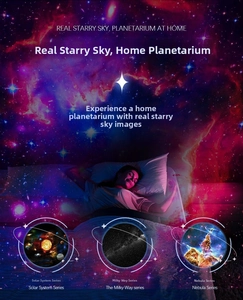 Sternenprojektor zeigt Galaxien- und Nebel-Effekte an der Decke im Schlafzimmer