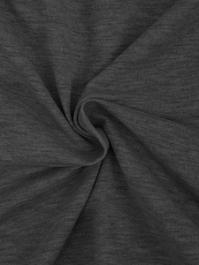 Detailed close-up of dark grey heather knit fabric showing soft texture and fine weave