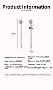 Detailed specs of S925 silver moissanite drop earrings with 30mm length and 4mm stones