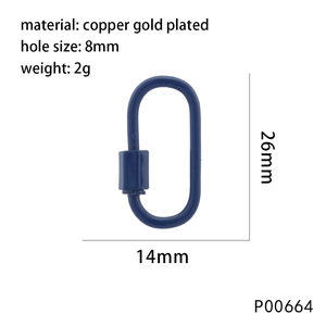 Blue enameled copper carabiner lock clasp with dimensions 26mm by 14mm for DIY jewelry