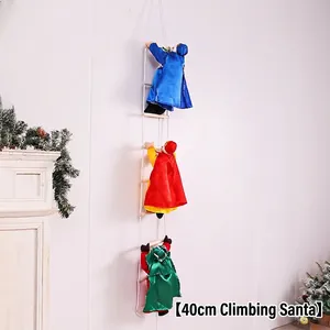 Detailed view of three 40cm Christmas Kings climbing a white rope ladder decor