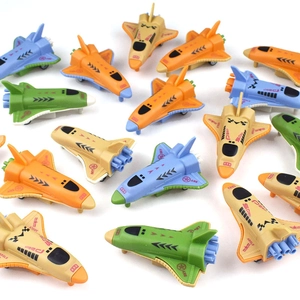 Pull back space shuttle toy set for kids with colorful cartoon aircraft models