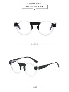 Detail view of vintage round sunglasses in transparent black finish model C10