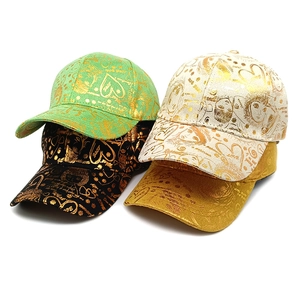 Adjustable Baseball Cap Gold Foil Graffiti Heart Cartoon Print Polyester Streetwear Sun Hat For Women Men Trendy