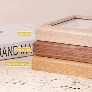 Creative DIY capsule wooden photo frames in oak, walnut, and natural wood textures