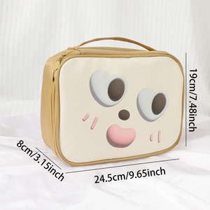 Portable cartoon PU makeup bag with waterproof material and handle 24.5x19x8cm