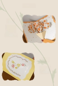 Macro detail of 3D pop-up carnation bouquet card with gold foil stamping design