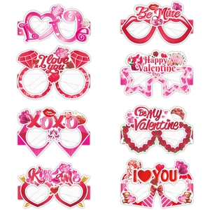 Set of 8 Valentine's Day party eyewear props with heart, rose and cupid designs