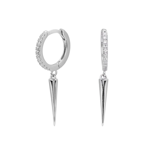 S925 sterling silver spike drop earrings with pave-set zircon stones in punk style