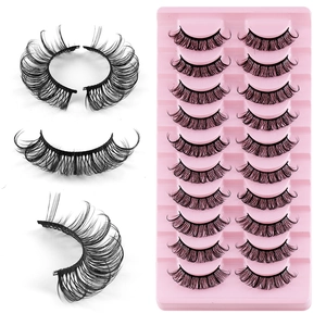 Dramatic Russian curl fiber false eyelashes set 10 pairs with pink tray and 3D volume