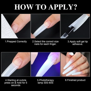 Tutorial in 6 passaggi per applicare punte per unghie in gel morbido traslucido sottile