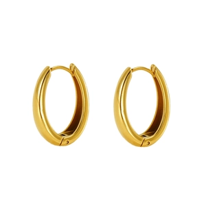 Minimalist gold stainless steel thick oval hoop earrings with high-polished finish