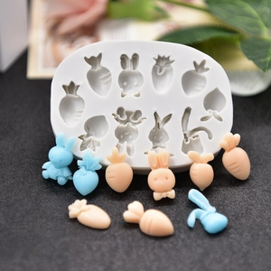 Rabbit Carrot Shape Silicone Mold Multi Cavity White DIY Baking For Cake Chocolate Fondant Candy Soap Clay Decorative Tool