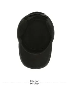 Detailed interior display showing warm faux wool lining and ear flaps for winter cap