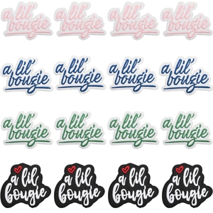 A Lil Bougie Embroidered Patch Decorative Iron On Fabric Badge Heart Lettering Applique For Jackets Bags DIY Fashion Decor