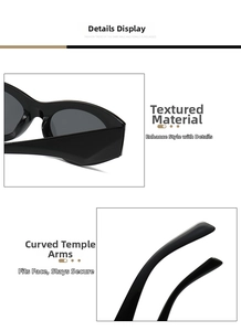 Detail shot of black sunglasses temples and hinges showing texture and ergonomic fit