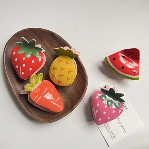 Cute Fruit Shape Acrylic Hair Claws Strawberry Pineapple Watermelon Carrot Hair Clips For Girls Women Sweet Summer