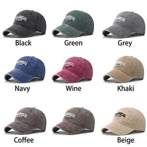 Casquettes de baseball Los Angeles 1850 en coton lavé vintage en huit couleurs variées