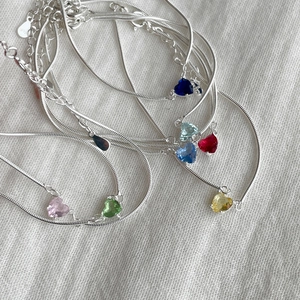 Bracciale in argento sterling S925 con ciondoli in zircone colorati a forma di cuore