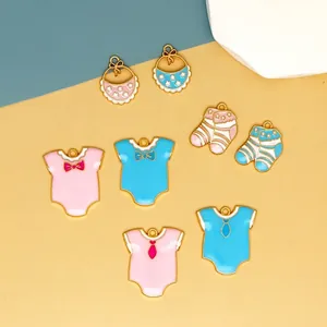 Baby Theme Alloy Enamel Charms Romper Bib Sock Pendants For DIY Jewelry Making Cute Cartoon Accessories