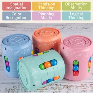 Set of 4 colorful rotating magic bean puzzles in soda can shapes for stress relief