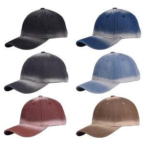 Set of 6 gradient denim baseball caps in various colors with a vintage washed finish