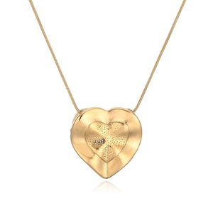 18K gold plated necklace featuring a textured heart pendant on a sleek snake chain
