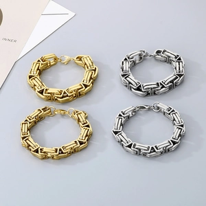 Byzantine king chain necklace set in gold and silver stainless steel with lobster clasp