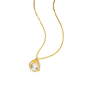 Titanium steel Heart of the Ocean water drop necklace with gold plating and crystals