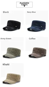 Detailed comparison of five colors of unisex cotton cadet caps in a vertical layout
