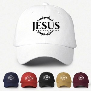 Religious Christian Jesus Way Truth Life Print Baseball Cap Polyester Adjustable Outdoor Sunshade Sport Hat