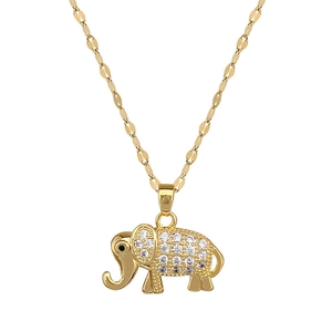Elegant gold plated elephant necklace with sparkling crystals on a minimalist chain