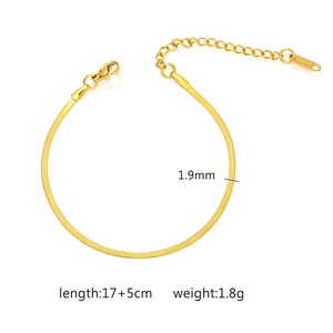 Technical dimensions of 1.9mm stainless steel snake chain bracelet with 17+5cm length