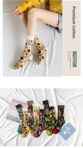 Detail showing sheer floral mesh crew socks with sunflower prints and reinforced cotton heels