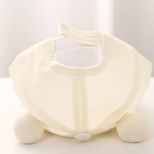 Cute baby cotton baseball cap with plush ears and adjustable strap for 3-12 months
