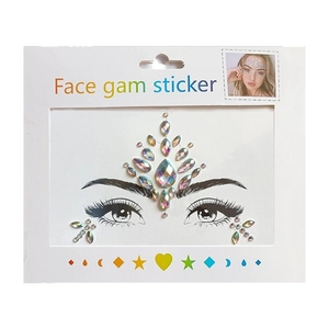Iridescent self-adhesive face gems sticker with teardrop and diamond shapes for festival makeup