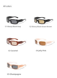Detailed grid view showing five stylish color options for Y2K style narrow frame sunglasses