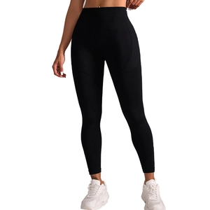 High-waist black yoga leggings with slimming V-waist and butt-lifting streamlined seams