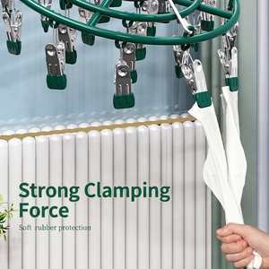 Dark green stainless steel sock drying rack with strong non-slip rubber coated clips