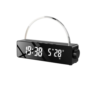 Black sunrise wake-up light and LED alarm clock with colorful arc-shaped mood lighting