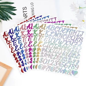 Glitter letter stickers for graduation caps and DIY crafts in various vibrant colors