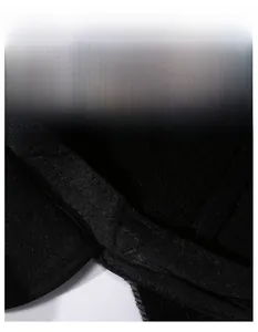 Detail view of the widened moisture-wicking sweatband inside the black wool baseball cap
