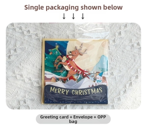 3D Pop-up Christmas card set including reindeer card, envelope and clear packaging bag